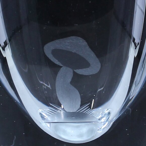 Small Heavy Glass or Crystal Vase with Etched Mushroom - Picture 2 of 12